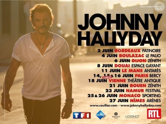 Pour son 70e anniversaire, Johnny Hallyday sera en tournée du 2 au 27 juin 2013.