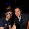 Javier Pastore et Salvatore Sirigu fêtent le titre de champion de France du PSG lors d'une soirée disco au Queen le lundi 13 mai 2013 - Exclusif