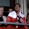 Franck Ribéry poussant la chansonnette lors des célébrations du titre de champion d'Allemagne décroché par le Bayern Munich le 11 mai 2013 à Munich