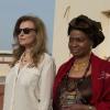 Valérie Trierweiler avec la Première dame du Mali Mintou Traoré et le général de Saint-Quentin à Bamako, le 16 mai 2013.