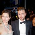 Jessica Biel et Justin Timberlake après la montée des marches du film Inside Llewyn Davis lors du 66e festival du film de Cannes, le 19 mai 2013.