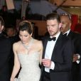 Jessica Biel et Justin Timberlake quittent le Palais des Festivals lors du 66e festival du film de Cannes, le 19 mai 2013.