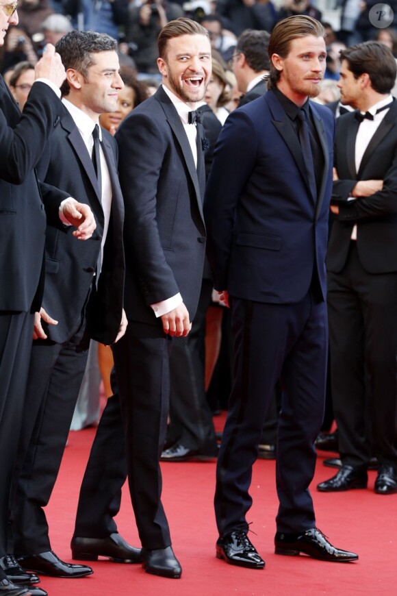 Oscar Isaac, Justin Timberlake et Garrett Hedlund - Montee des marches du film "Inside Llewyn Davis" lors du 66eme festival du film de Cannes, le 19 mai 2013.  "Inside Llewyn Davis" Red Carpet at The Palais des Festivals during the 66th Cannes Film Festival, on May 19th 2013.19/05/2013 - Cannes