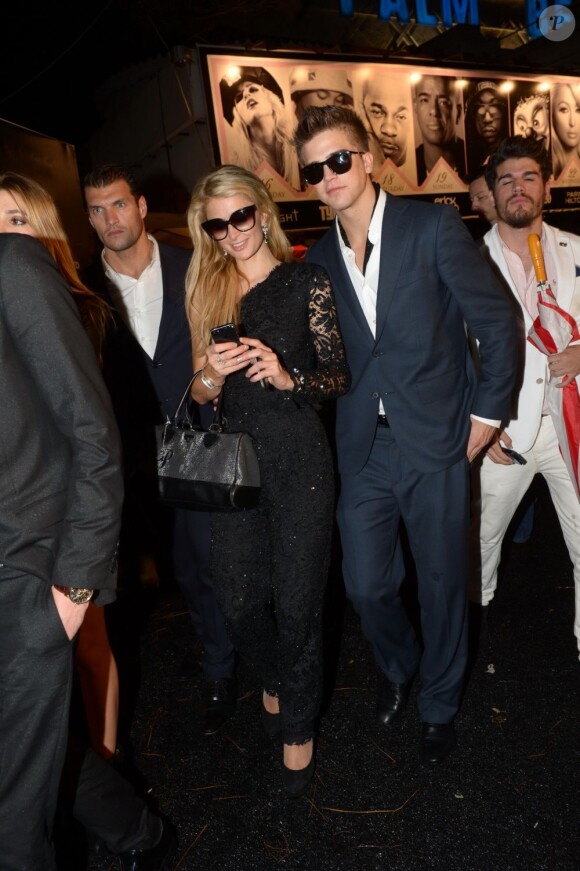 Exclu - Paris Hilton et River Viiperi lors du concert de Busta Rhymes au Gotha Club de Cannes, le 18 mai 2013.