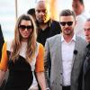 Justin Timberlake et Jessica Biel arrivent en couple à l'émission Le Grand Journal à Cannes, le 20 mai 2013.