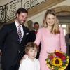 Le grand-duc héritier Guillaume de Luxembourg et son épouse, la princesse Stéphanie, en visite à Echternach au Luxembourg, le 21 mai 2013.