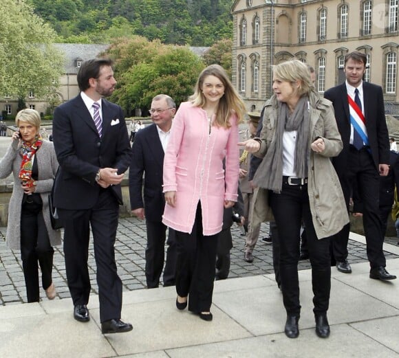 Le grand-duc héritier Guillaume de Luxembourg et la princesse Stéphanie, en visite à Echternach au Luxembourg, le 21 mai 2013.