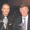David Beckham et Sir Alex Ferguson à Londres le 10 décembre 2001.