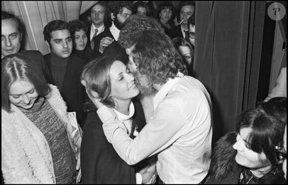 Georges Moustaki avec Jeanne Moreau à Bobino en 1970.