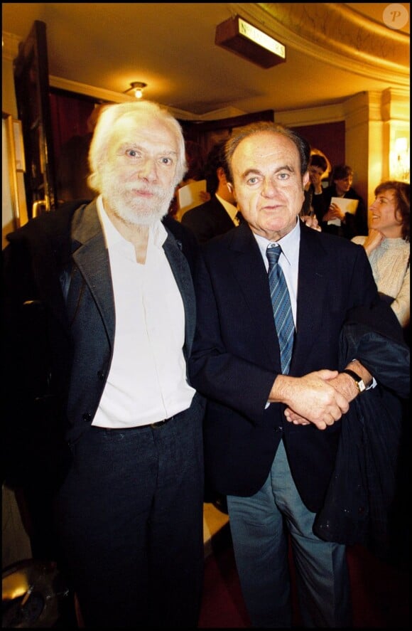 Georges Moustaki et Guy Béart à Paris le 7 mai 2002. 