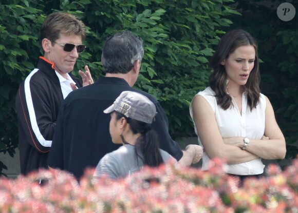 Jennifer Garner sur le tournage du film "Draft Day", à Cleveland le 20 mai 2013.