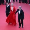 Mathieu Amalric, Emmanuelle Seigner et Roman Polanski lors de la montée des marches de leur film La Vénus à la fourrure le 25 mai 2013 au Festival de Cannes