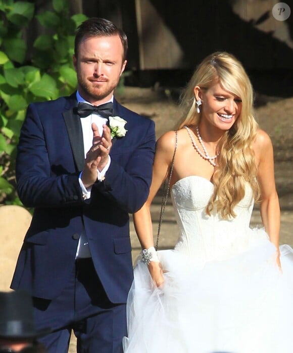 Exclusif - Aaron Paul et Lauren Parsekian se sont mariés au Cottage Pavilion à Malibu, le 26 mai 2013.