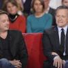 Davy Sardou et Francis Huster lors de l'enregistrement de l'émission de France 2 Vivement dimanche à Paris le 29 mai 2013