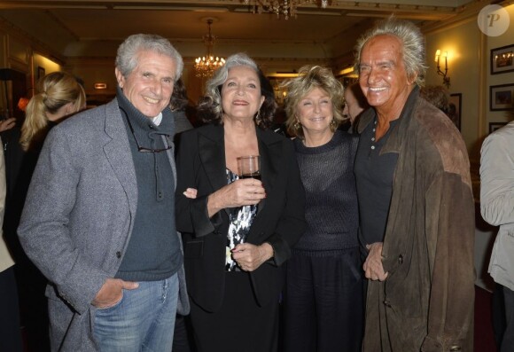 Claude Lelouch, Françoise Fabian, Danièle Thompson et Albert Koski au Théâtre Edouard Vll à Paris le 3 juin 2013.