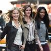 Karolina Kurkova, Hilary Rhoda et Arlenis Sosa en plein shooting pour Loft avec Terry Richardson dans le quartier de Soho. New York, le 4 juin 2013.