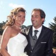 Ingrid Chauvin et son mari Thierry Peythieu lors de leur mariage au Cap Ferret en août 2011