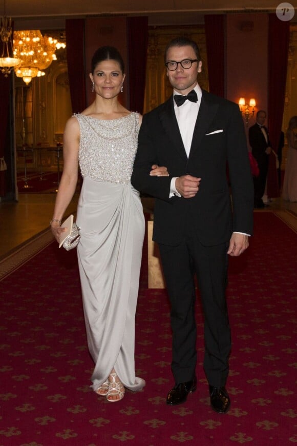 Victoria et Daniel de Suède au Grand Hotel de Stockholm le 7 juin 2013 pour le dîner privé offert à l'occasion du mariage de la princesse Madeleine et de Chris O'Neill.