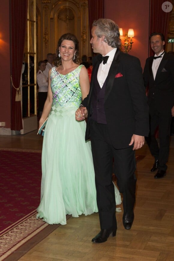 La princesse Märtha-Louise de Norvège et Ari Behn au Grand Hotel de Stockholm le 7 juin 2013 pour le dîner privé offert à l'occasion du mariage de la princesse Madeleine et de Chris O'Neill.