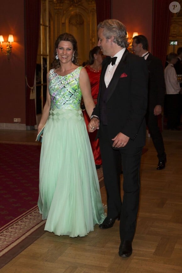 Märtha-Louise de Norvège et Ari Behn au Grand Hotel de Stockholm le 7 juin 2013 pour le dîner privé offert à l'occasion du mariage de la princesse Madeleine et de Chris O'Neill.