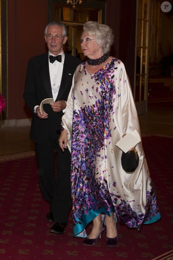 Tord Magnuson et la princesse Christina au Grand Hotel de Stockholm le 7 juin 2013 pour le dîner privé offert à l'occasion du mariage de la princesse Madeleine et de Chris O'Neill.