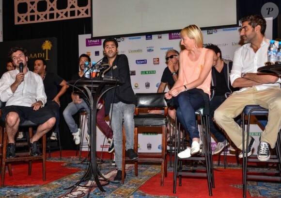 Michaël Youn, Jamel Debbouze, Audrey Lamy et Ary Abittan lors de la conférence de presse du festival Marrakech du rire à Marrakech, le 8 juin 2013.