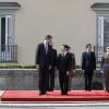 Le prince Felipe d'Espagne accueillait le 10 juin 2013 au palais du Pardo, à Madrid, le prince Naruhito du Japon.
