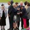 Barack Obama avec Michelle Obama et ses filles Sasha et Malia à Belfast en Ireland du Nord. Le président des États-Unis se rend au sommet du G8. Le 17 juin 2013.