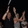 Johnny Hallyday et Laeticia Hallyday au concert de Patrick Bruel à Bercy le 22 juin 2013.