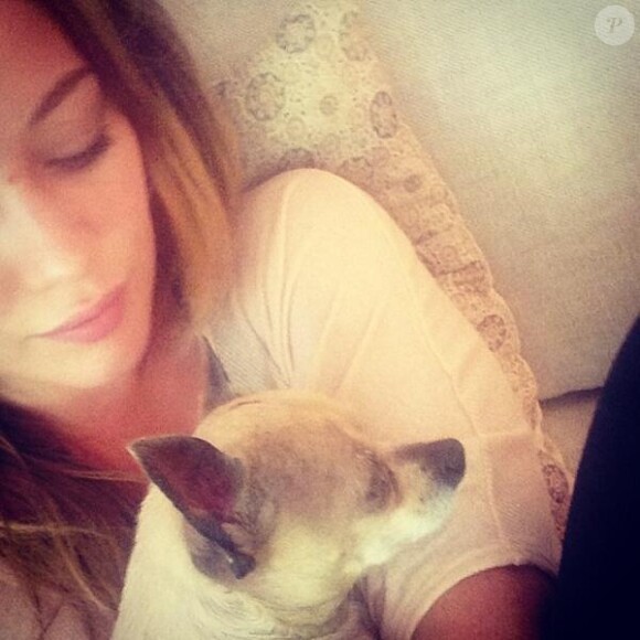 Hilary Duff a posté une photo d'elle et de sa chienne morte Lola, sur Twitter, le 25 juin 2013.