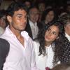 Maria Francisca Perello dit Xisca pose son regard amoureux sur son homme Rafael Nadal au concert de Julio Iglesias à Barcelone le 26 juin 2013, quelques jours après le choc de son élimination au premier tour de Wimbledon