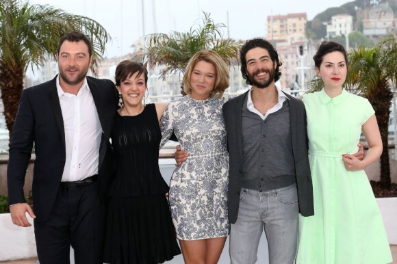 Denis Ménochet, Camille Lellouche, Léa Seydoux, Tahar Rahim, Rebecca Zlotowski au photocall du film Grand Central lors du 66e Festival de Cannes le 18 mai 2013.