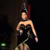 Nabilla Benattia assure le final du défilé haute couture automne-hiver 2013-2014 de Jean Paul Gaultier. Paris, le 3 juillet 2013.