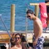 Cesc Fabregas et sa compagne Daniella Semaan profitent de leurs vacances à Ibiza, le 4 juillet 2013, où ils ont croisé la compagne de Lionel Messi, Antonella Roccuzzo