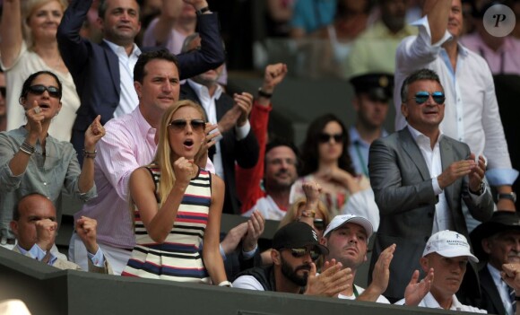 Jelena Ristic lors de la finale de Wimbledon remportée par Andy Murray face à Novak Djokovic (6-4, 7-5, 6-4) le 7 juillet 2013 au All England Lawn Tennis and Croquet Club de Londres