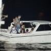 George Clooney lors de la fête nationale américaine le 4 juillet 2013, sur son bateau sur le lac de Côme, non loin de sa villa