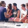 Lionel Messi en vacances à Ibiza avec sa belle Antonella Roccuzzo et leur fils Thiago ainsi que ses coéquipiers du Barça José Manuel Pinto et Cesc Fabregas, venu avec sa compagne Daniella Seeman et leur fille Lia le 8 juillet 2013.