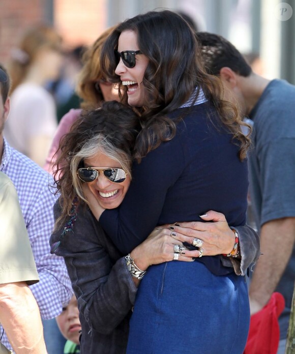 U.S singer Steven Tyler is visiting his daughter actress Liv Tyler on the set of her new TV series 'The Leftovers' in Hastings on The Hudson in New York City, NY, USA on July 8, 2013. Photo by Charles Guerin/ABACAPRESS.COM09/07/2013 - New York City