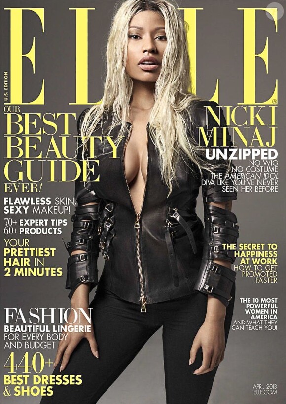 Nicki Minaj photographiée par Thomas Whiteside et habillée en Tom Ford figure en couverture du magazine ELLE américain d'avril 2013.