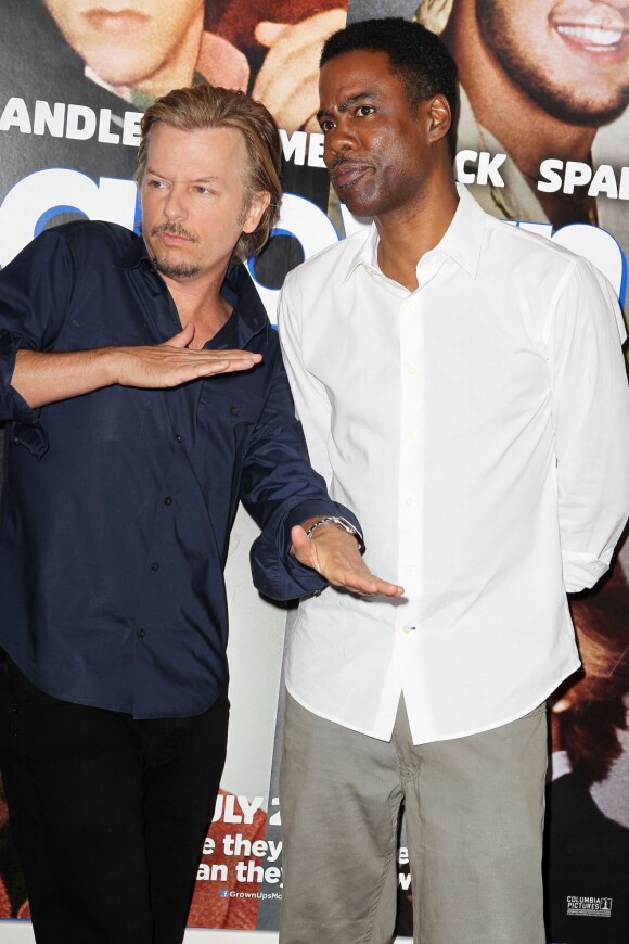 David Spade et Chris Rock à la première de Copains pour toujours 2 à New York le 10 juillet 2013.
