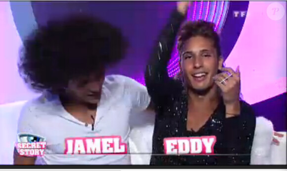 Eddy et Jamel dans la quotidienne de Secret Story 7 sur TF1 le samedi 13 juillet 2013