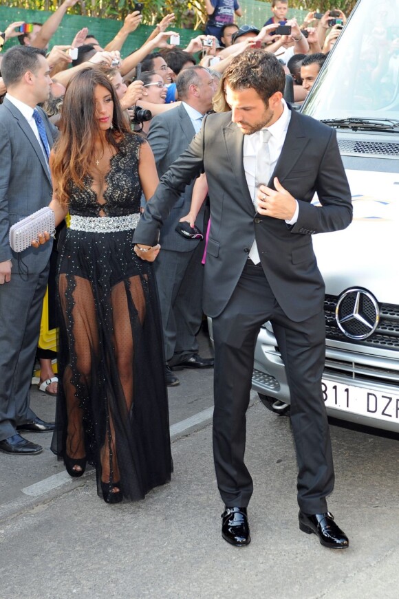 Cesc Fabregas avec Daniella Semaan au mariage de son coéquipier Xavi à Blanes le 13 juillet 2013.