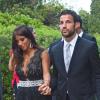 Le footballeur Cesc Fabregas et Daniella Semaan au mariage de son coéquipier Xavi à Blanes le 13 juillet 2013.