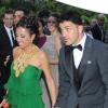 David Villa et sa femme Patricia Gonzalez au mariage de son coéquipier Xavi à Blanes le 13 juillet 2013.