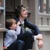 Pete Doherty et son fils Astile dont la maman est Lisa Moorish, à Londres le 27 juillet 2008. 