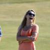 Lindsey Vonn assistait avec joie et bonheur à l'entraînement de son compagnon Tiger Woods au Muirfield Golf Club, East Lothian en Ecosse le 17 juillet 2013