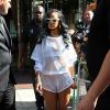 Rihanna se dévoile dans une tenue transparente quitte son hotel pour se rendre a Birmingham pour son concert, le 18 juillet 2013