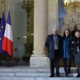Florence Cassez avec ses parents Bernard et Charlotte Cassez  au Palais de l'Elysée à Paris le 25 Janvier 2013