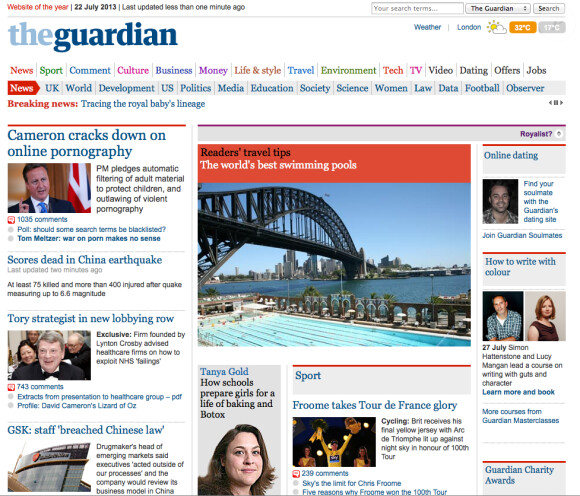 Version républicaine ! Le site du quotidien britannique The Guardian propose une version royaliste et une version républicaine, cette dernière permettant d'échapper au battage autour du royal baby dont doit accoucher Kate Middleton.