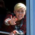Miley Cyrus a été photographiée lors de son arrivée à une station de radio située à Bad Vilbel, non loin de Francfort en Allemagne. Le 22 juillet 2013.